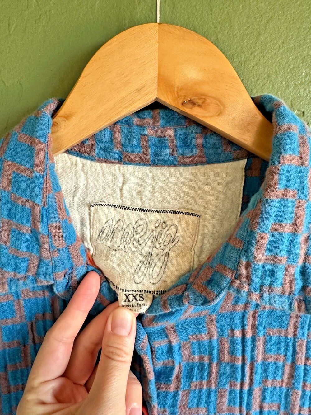 RARE Ace & Jig 100% cotton women's button up flannel xxs grunge made in India - Picture 8 of 9